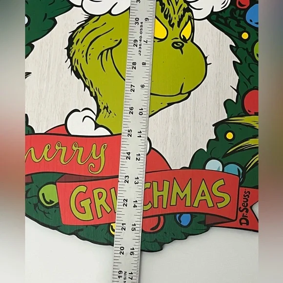 Dr Seuss Merry Grinchmas Wood Christmas Grinch Wreath Wall Plaque Wall Decor - Picture 5 of 5